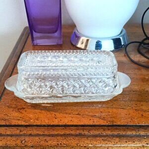 Vintage Anchor Hocking Pressed Glass Butter Dish